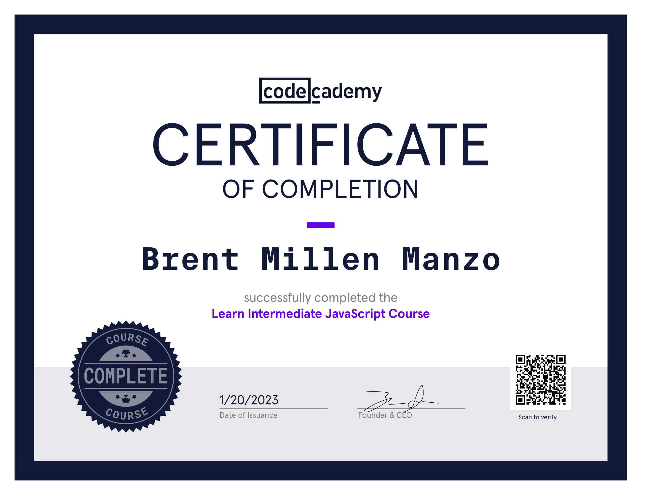 Codecademy: Intermediate JS
